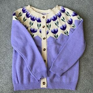 NWOT Purple and Cream Women's Sweater.